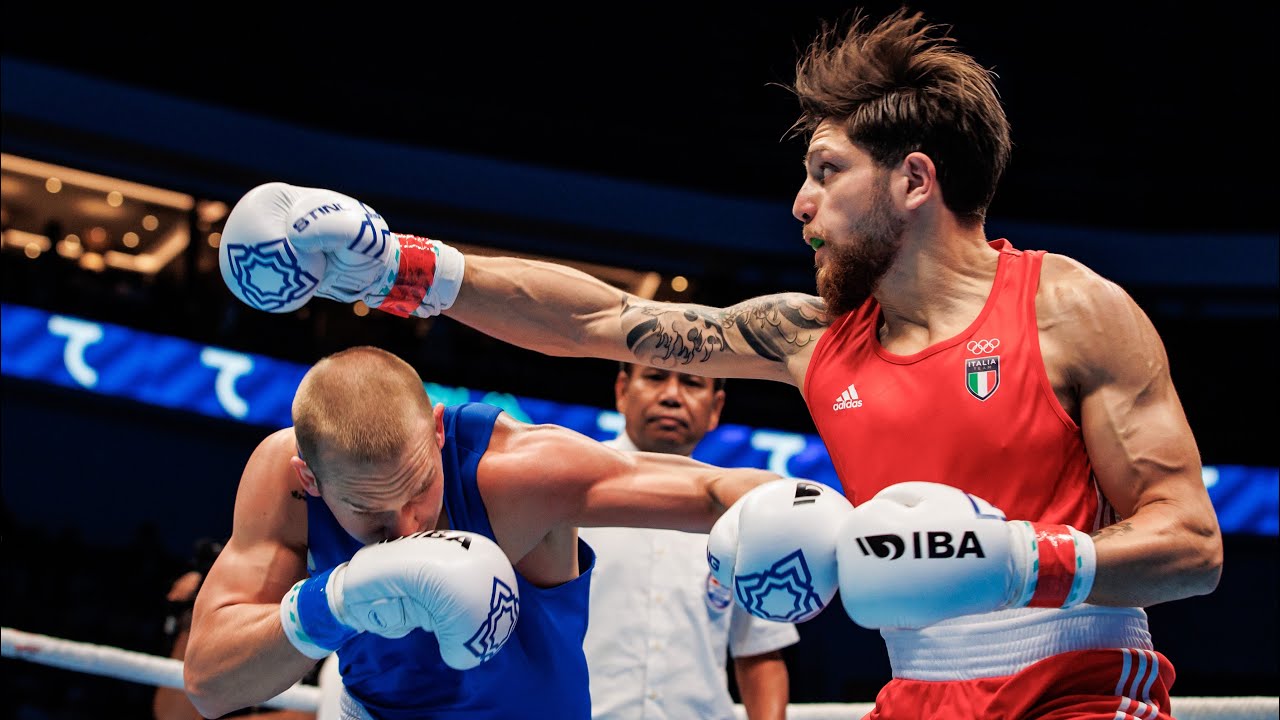 Salvatore Cavallaro (ITA) vs. Pylyp Akilov (HUN) IBA World Boxing Championships 2023 (75kg) backdrop