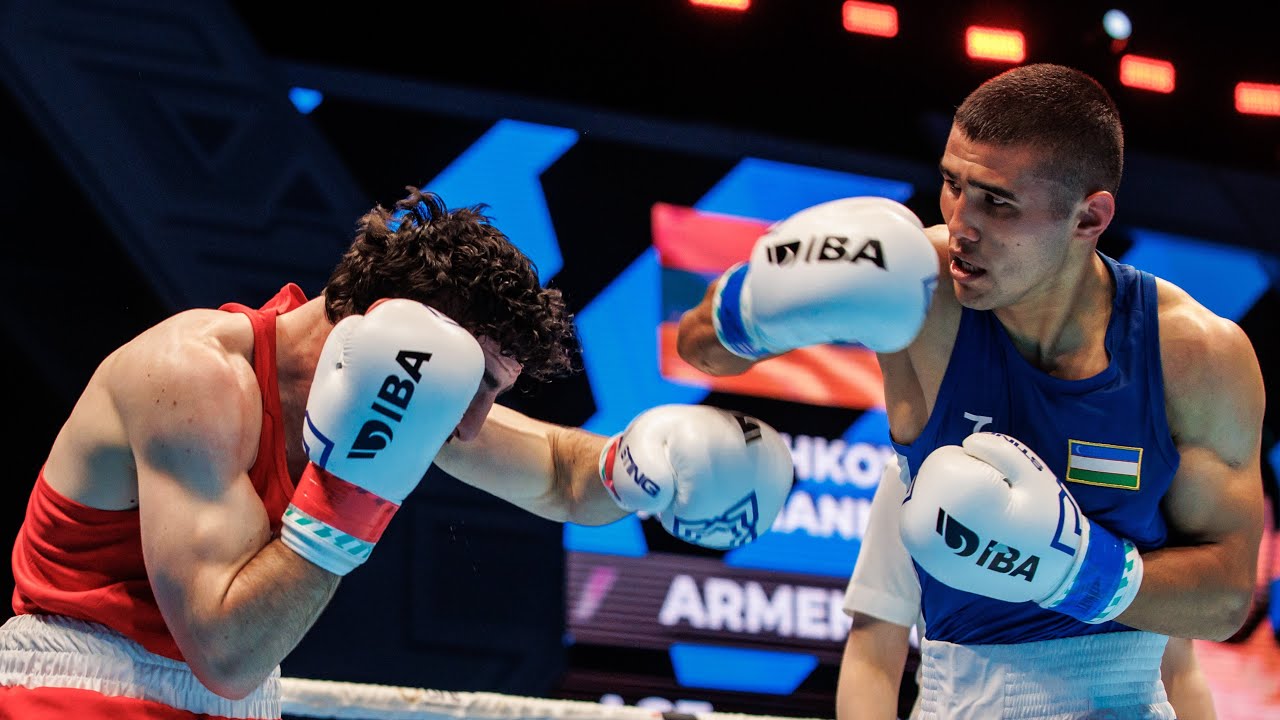 Ruslan Abdullaev (UZB) vs. Hovhannes Bachkov (ARM) IBA World Boxing Championships 2023 SF's (63kg) backdrop