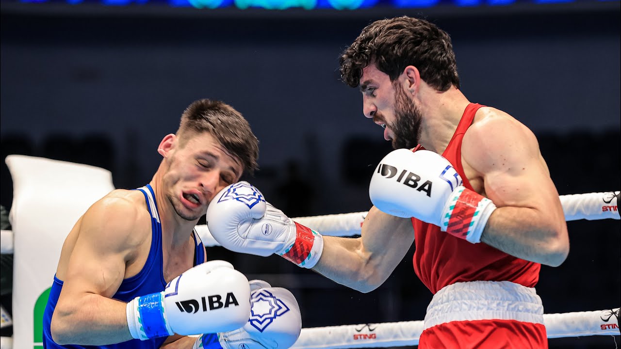 Hovhannes Bachkov (ARM) vs. Bilge Kagan Kanli (TUR) IBA World Boxing Championships 2023 (63kg) backdrop