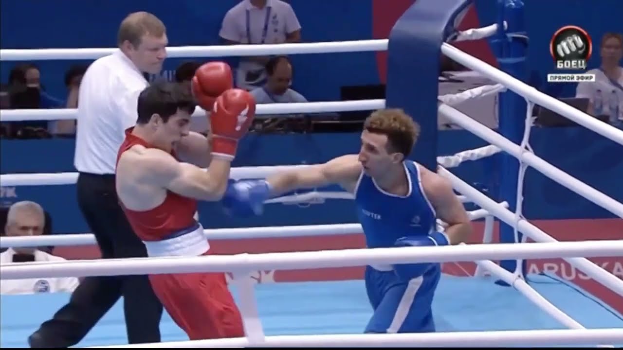 Sofiane Oumiha (FRA) vs. Hovhannes Bachkov (ARM) European Games 2019 Final (64kg) background