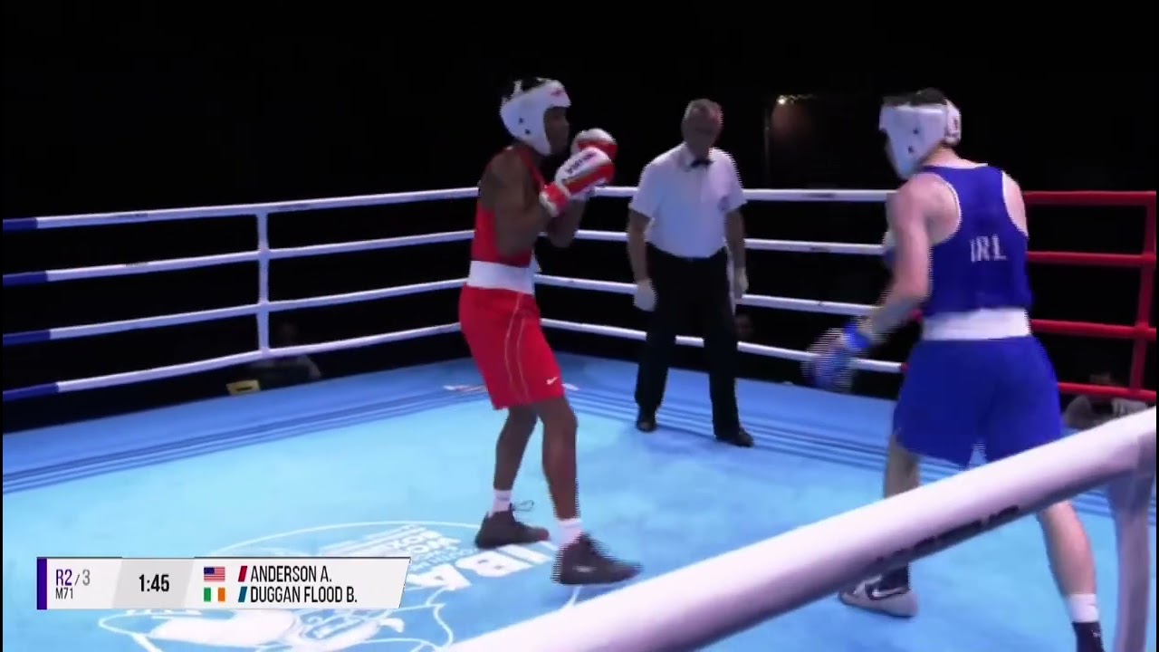 Amir Anderson (USA) vs. Bobbi Flood (IRL) IBA Youth World Championships 2022 (71kg) backdrop