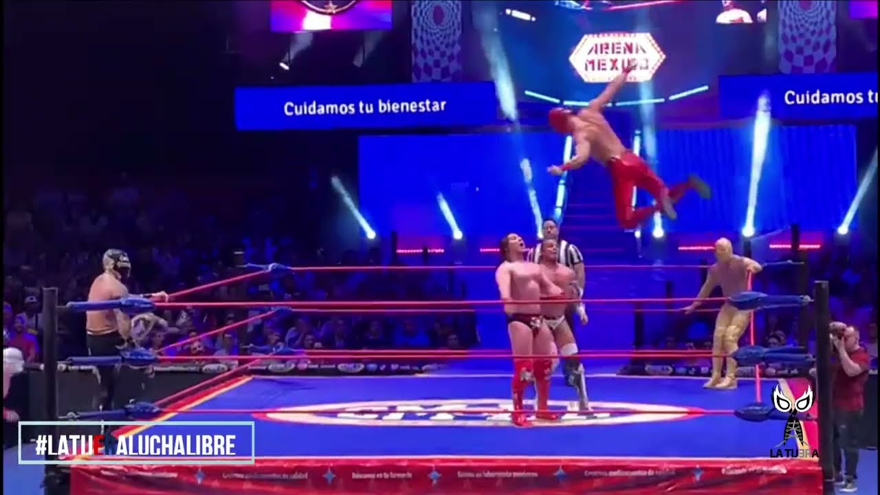 Lucha estelar del CMLL: Místico, Soberano Jr y Templario Vs Volador Jr, Titán y Niebla Roja background