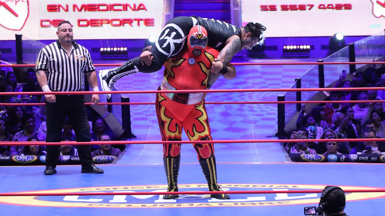 Dulce Gardenia, Espíritu Negro y Vulcanóloga Vs Crixus, Akuma y Raider. Arena México background