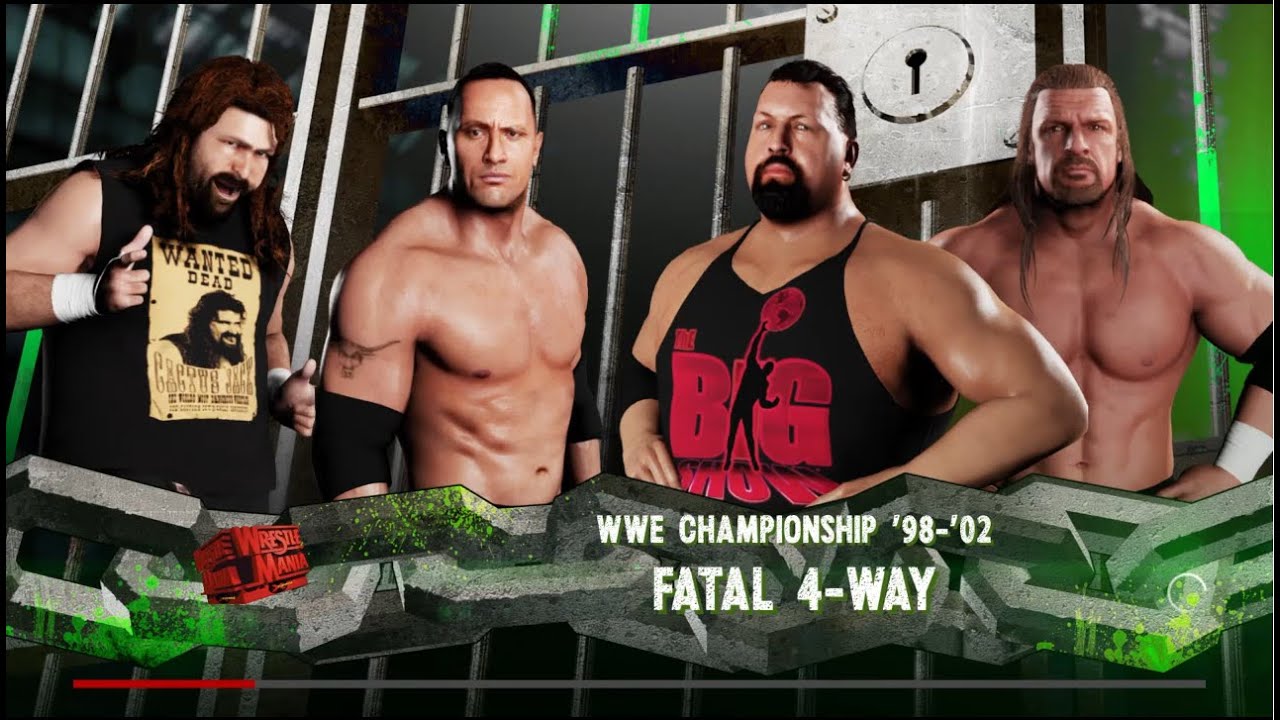 Rock vs Foley vs Big Show vs Triple H. WrestleMania 16. WWE 2K18