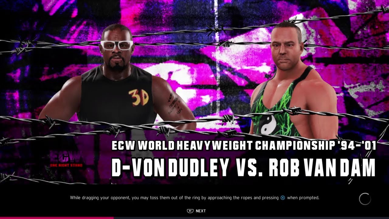 D-von Dudley vs Rob Van Dam ECW. WWE 2K20 background
