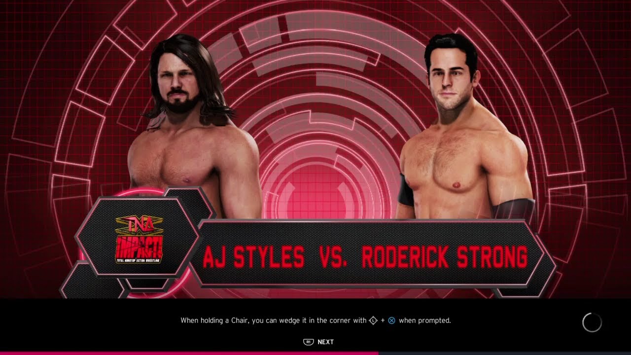 AJ Styles vs Roderick Strong TNA Impact. WWE 2K20 background