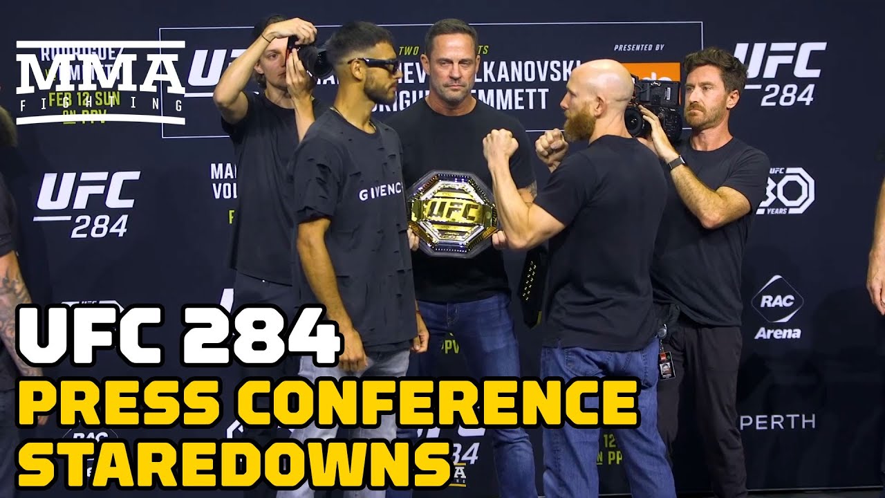 UFC 284 Press Conference Staredowns | MMA Fighting background