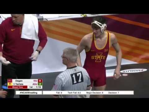 2018 NCAA Wrestling 149lbs: Jason Tsirtsis (Arizona State) dec Jarrett Degen (Iowa State) background