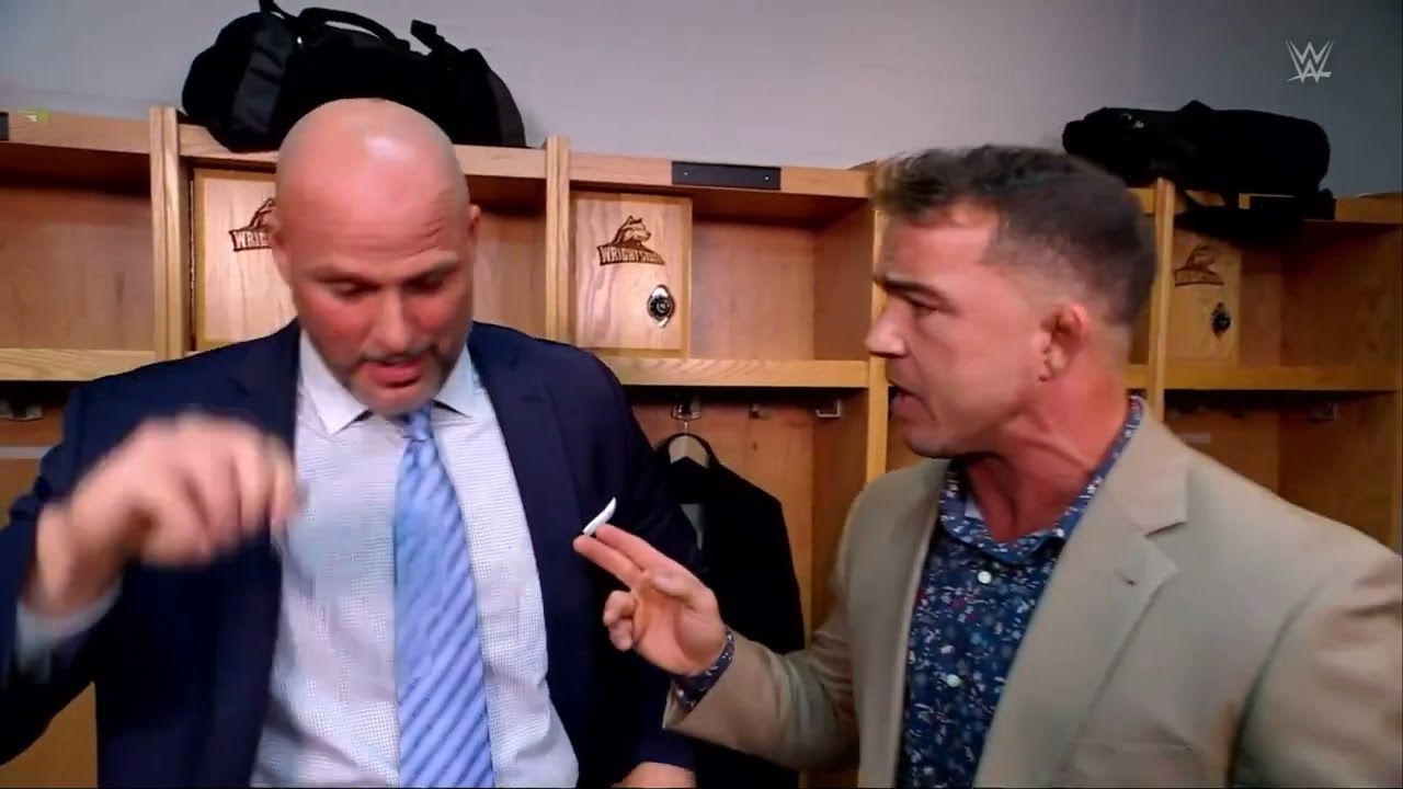 Adam Pearce tells Chad Gable that Bo Dallas is here today: Raw, Jul. 15, 2024