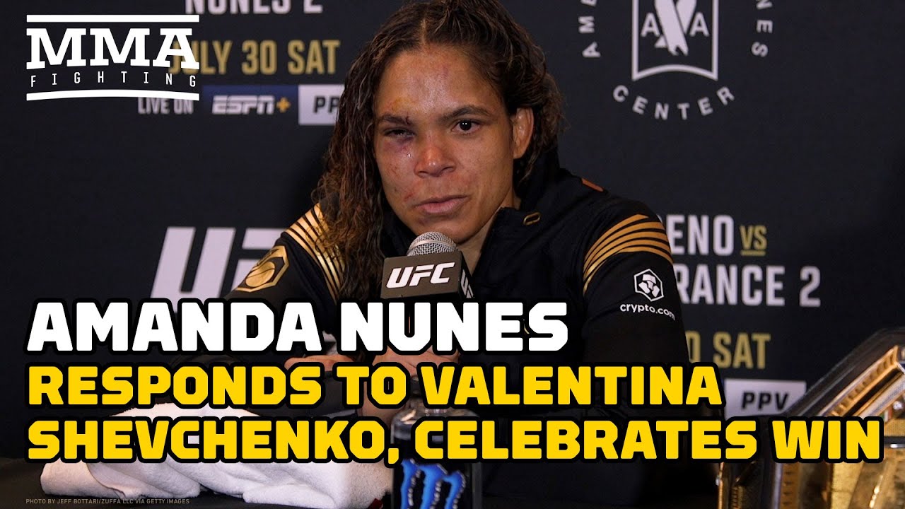 Amanda Nunes Responds To Valentina Shevchenko, Celebrates Julianna Pena Win | UFC 277 | MMA Fighting background
