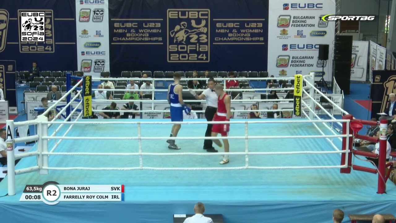 Roy Colgan (IRL) vs. Juraj Bóna (SVK) EUBC U23 Championships 2024 (63kg) background