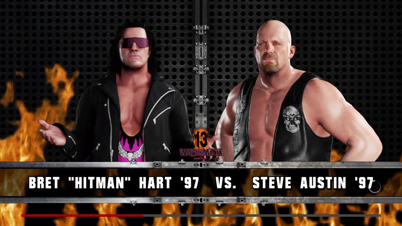 Bret Hart vs Steve Austin WrestleMania 13. WWE 2K18 backdrop