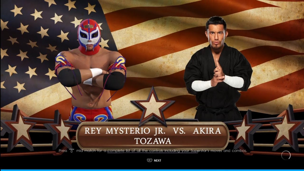 Rey Mysterio vs Akira Tozawa. Slamboree 97. WWE 2K22 background