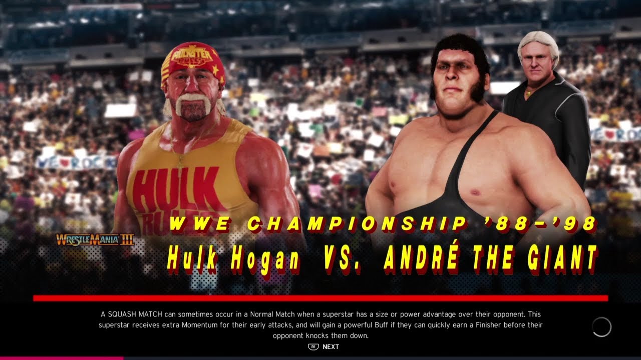 Hulk Hogan vs Andre the Giant Wrestlemania 3.WWE 2K20 background