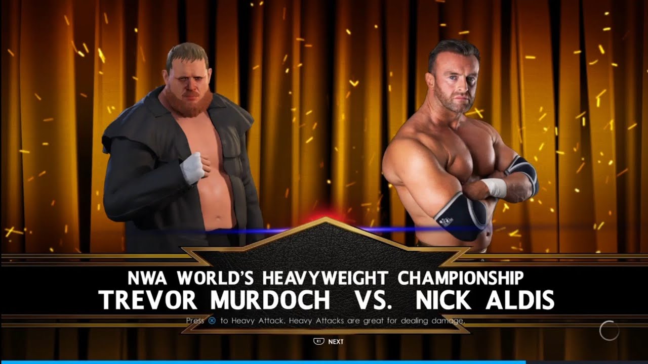 Tevor Murdoch vs Nick Aldis. NWA. WWE 2K22 backdrop