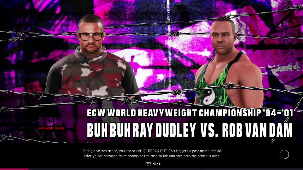 Buh Buh Ray Dudley vs RVD Extreme rules match. ECW. WWE 2K20