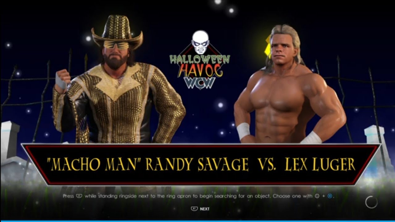 Macho Man vs Lex Luger. Halloween Havoc WWE 2K22 background