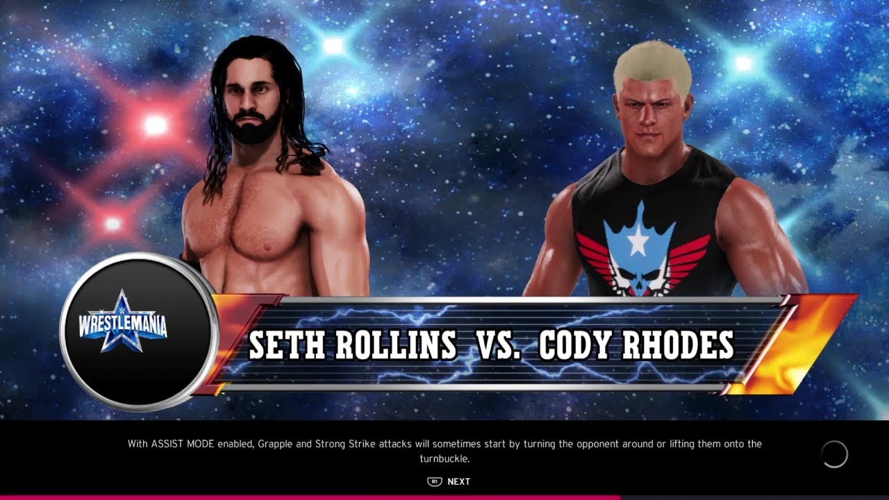 Seth Rollins vs Cody Rhodes WrestleMania 38. WWE 2K20 background