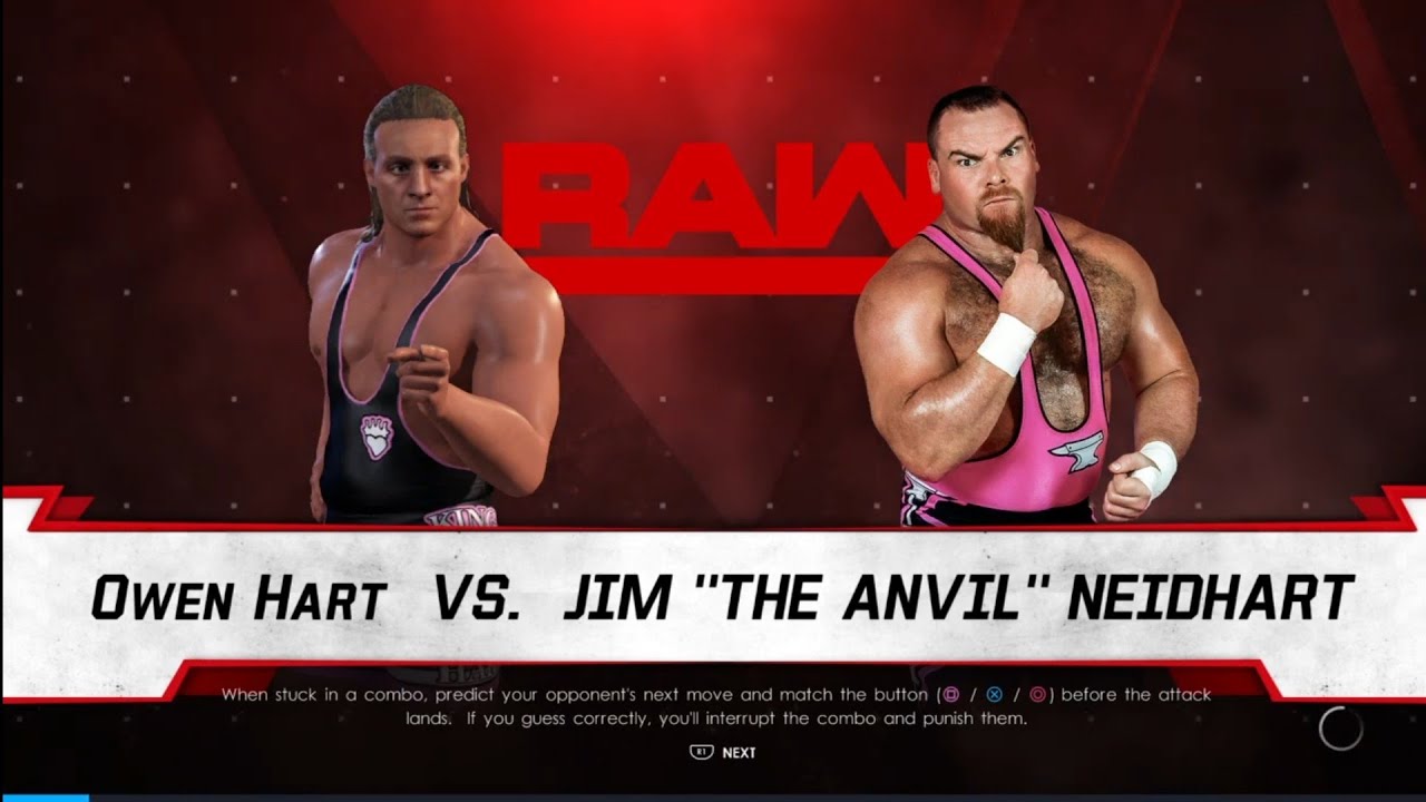 Owen Hart vs Jim Neidhart. Raw. WWE 2K22 background