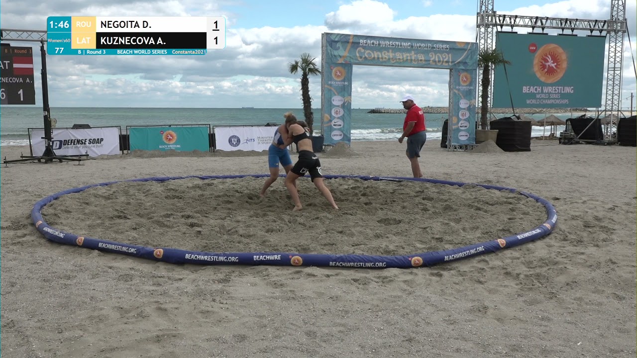 Round 3 Women's BW - 60 kg: D. NEGOITA (ROU) v. A. KUZNECOVA (LAT) background