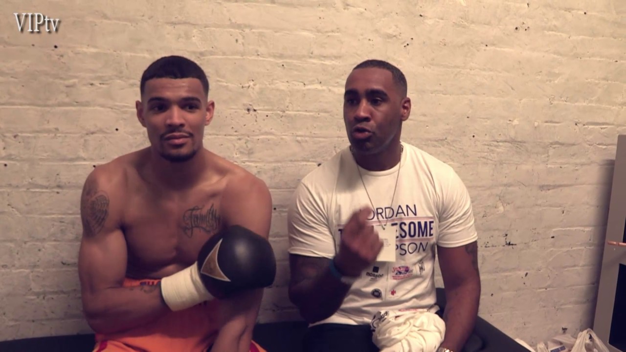 Jordan Thompson post fight interview Victoria Warehouse Nov18th background