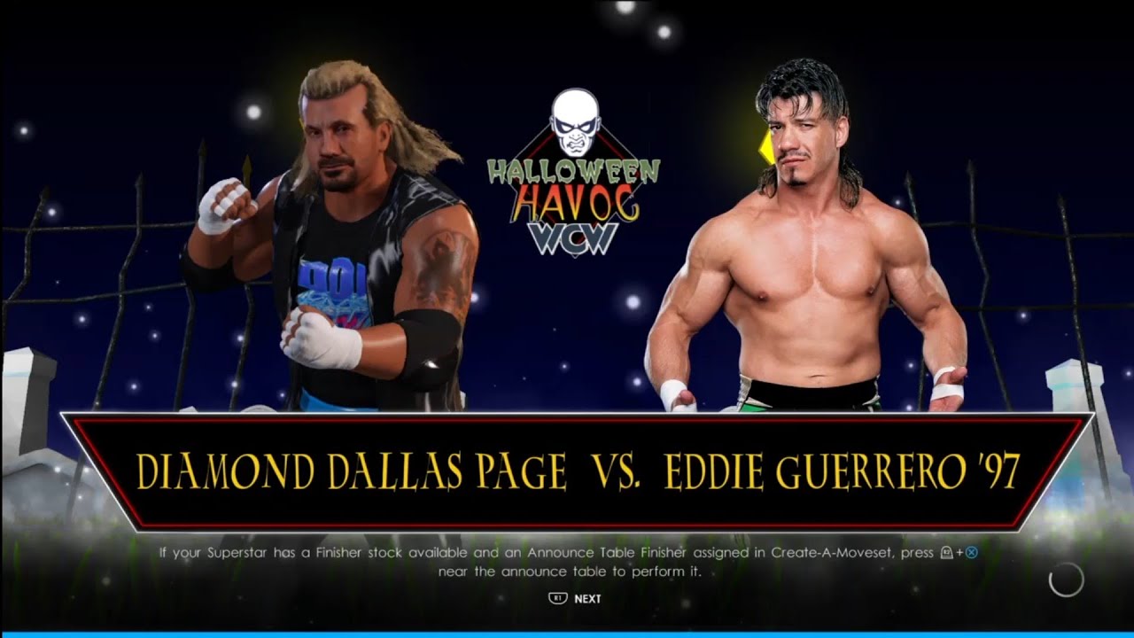 Diamond Dallas Page vs Eddie Guerrero. WCW Halloween Havoc 96. WWE 2K22 background