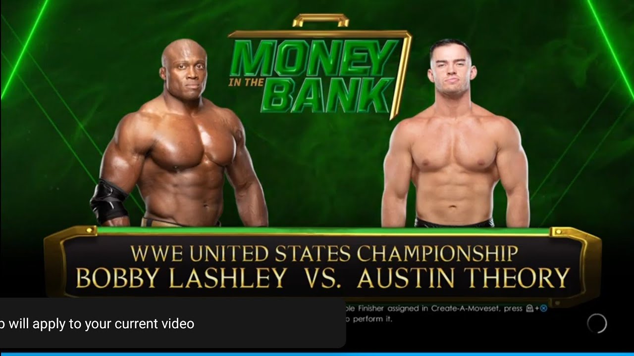 Bobby Lashley vs Austin Theory. MITB WWE 2K22 backdrop