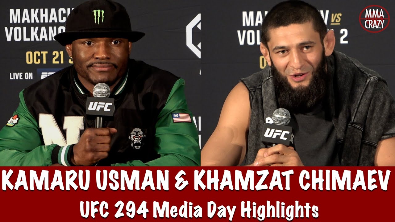 UFC 294: Kamaru Usman & Khamzat Chimaev Media Day Highlights background
