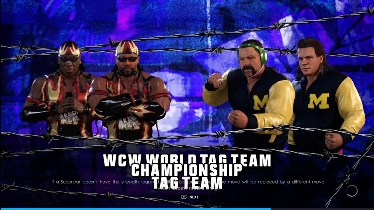 Harlem Heat vs The Steiner Brothers WCW Road Wild 96. WWE 2K22 background