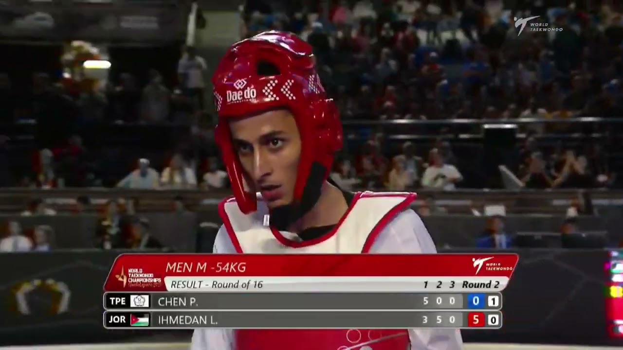 316 M-54kg R-16 CHEN Po-yen TPE 🔵 vs 🔴 IHMEDAN Loiy JOR I Guadalajara 2022 WT Championships background