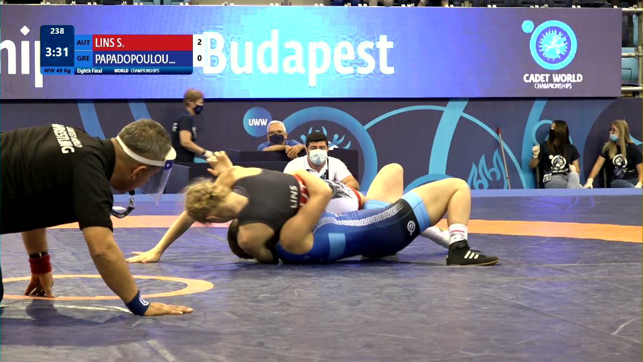 1/8 WW - 49 kg: S. LINS (AUT) v. E. PAPADOPOULOU (GRE) background