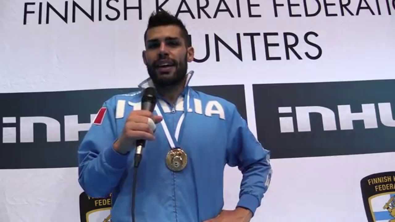 Interview to Luigi Busa of Italy. Gold medalist. 49th European Karate Championships background