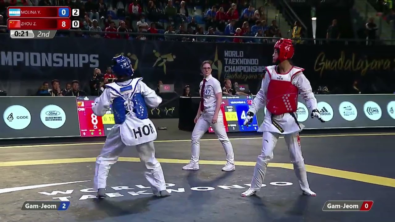 209 W-73kg R-32 MOLINA Yosselyn HON 🔵 vs 🔴 ZHOU Zeqi CHN I Guadalajara 2022 WT Championships