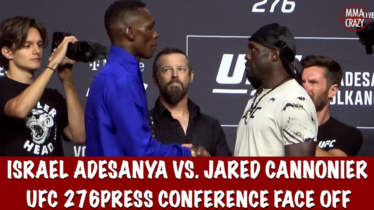 UFC 276 Israel Adesanya vs. Jared Cannonier First Presser Face Off background