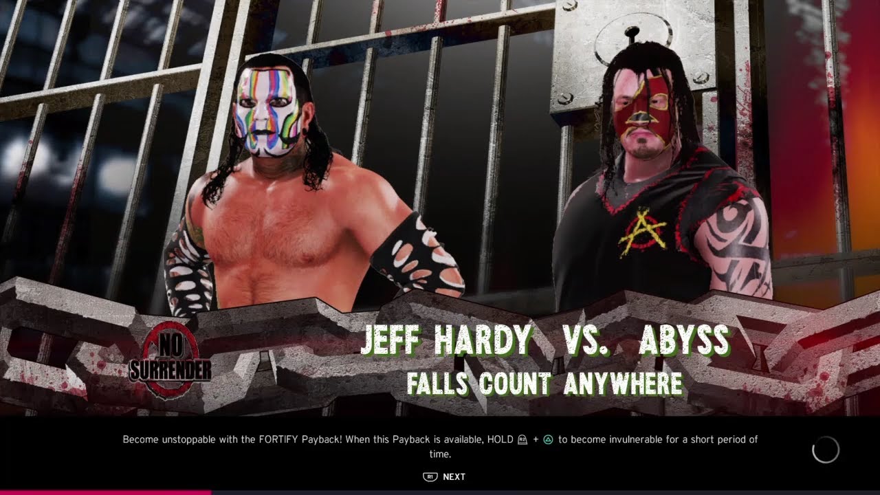 Jeff Hardy vs Abyss Exterme Rules TNA No Surrender 2005. WWE 2K20