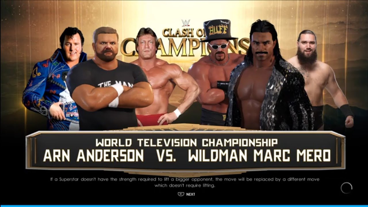 Arn Anderson vs Johnny B Bad WCW Clash of Champions 95 Lumberjack Match. WWE 2K22 background