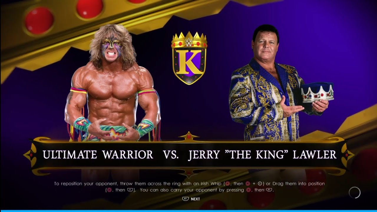 Ultimate Warrior vs Jerry Lawler King of the Ring 96. WWE 2K22 backdrop