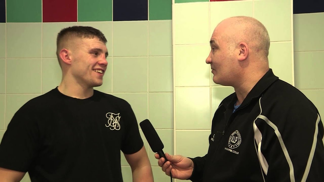 Morgan Jackson post fight interview Robin Park Arena, Wigan background