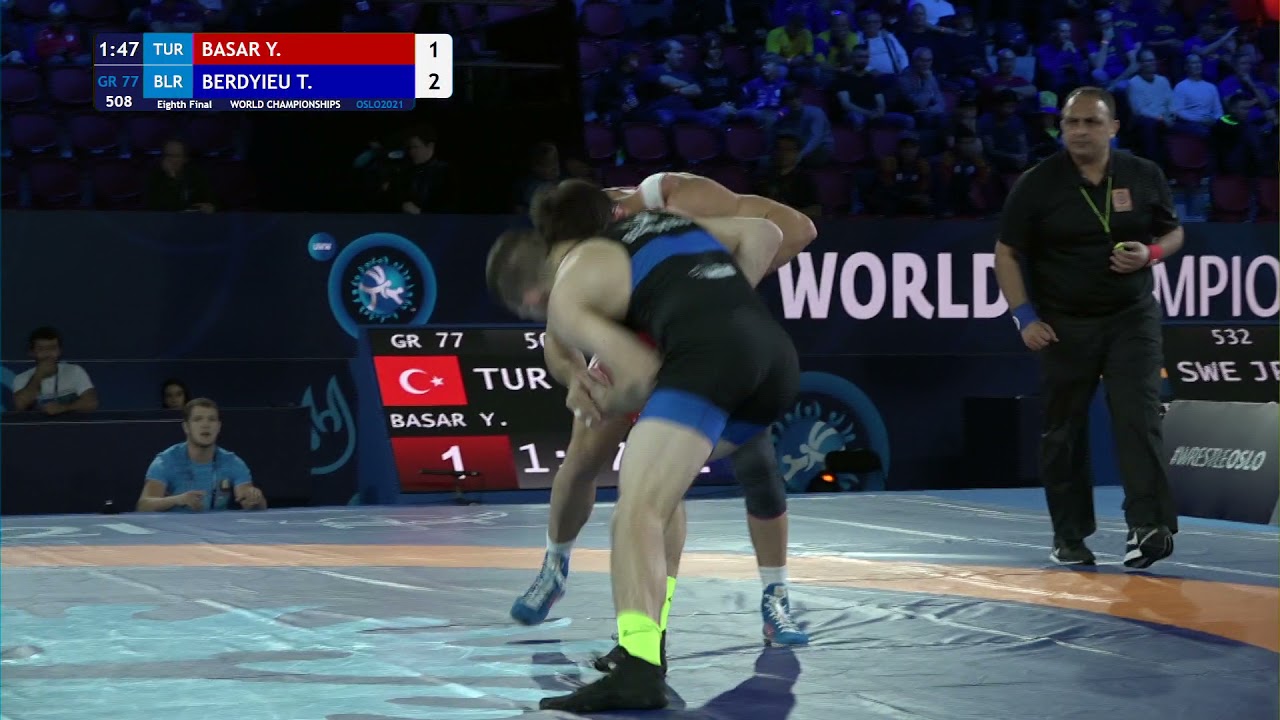 1/8 GR - 77 kg: Y. BASAR (TUR) v. T. BERDYIEU (BLR) background