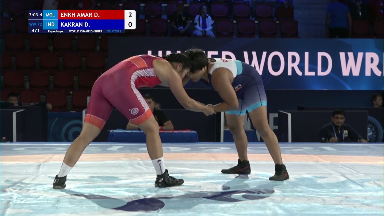Repechage WW - 72 kg: D. ENKH AMAR (MGL) v. D. KAKRAN (IND) background