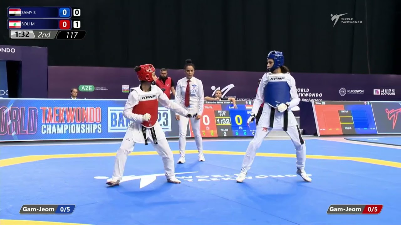 117 Quarter Final Women 53kg EGY SAMY ELHOSSEINY Shahd LBN BOU HABIB Mariella background