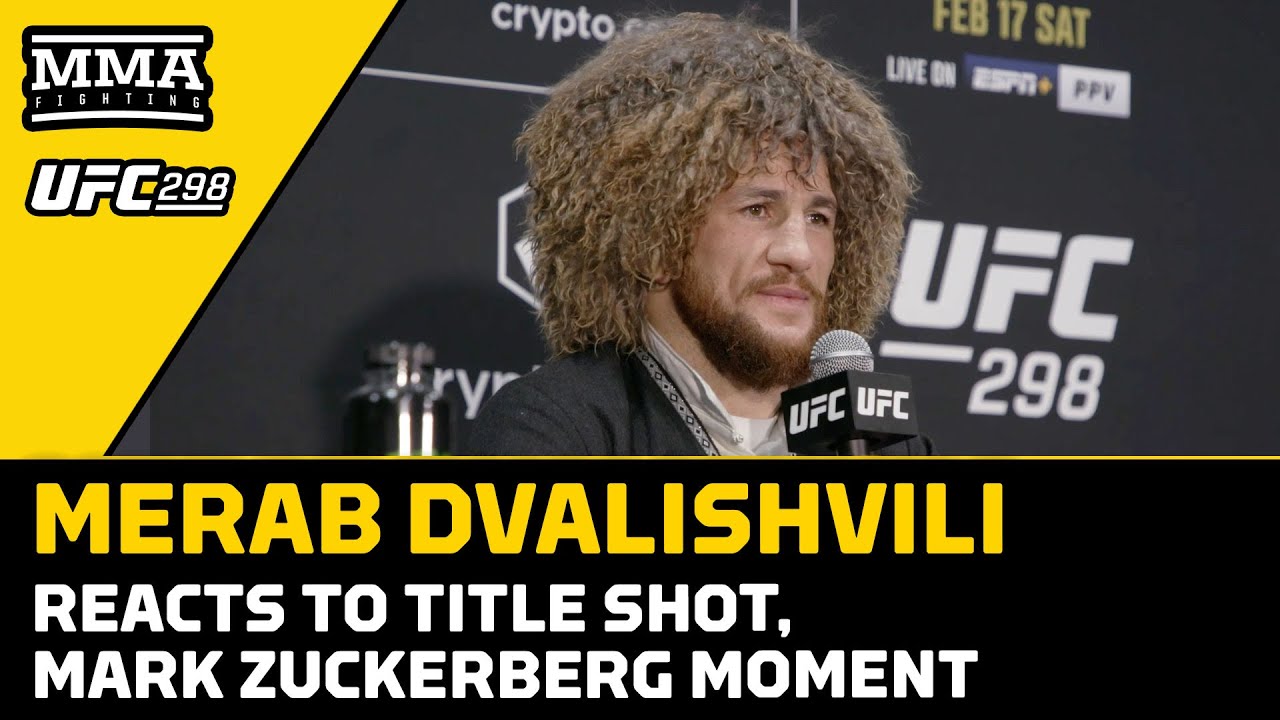 Merab Dvalishvili Reacts to Title Shot, Mark Zuckerberg Moment | UFC 298 | MMA Fighting background