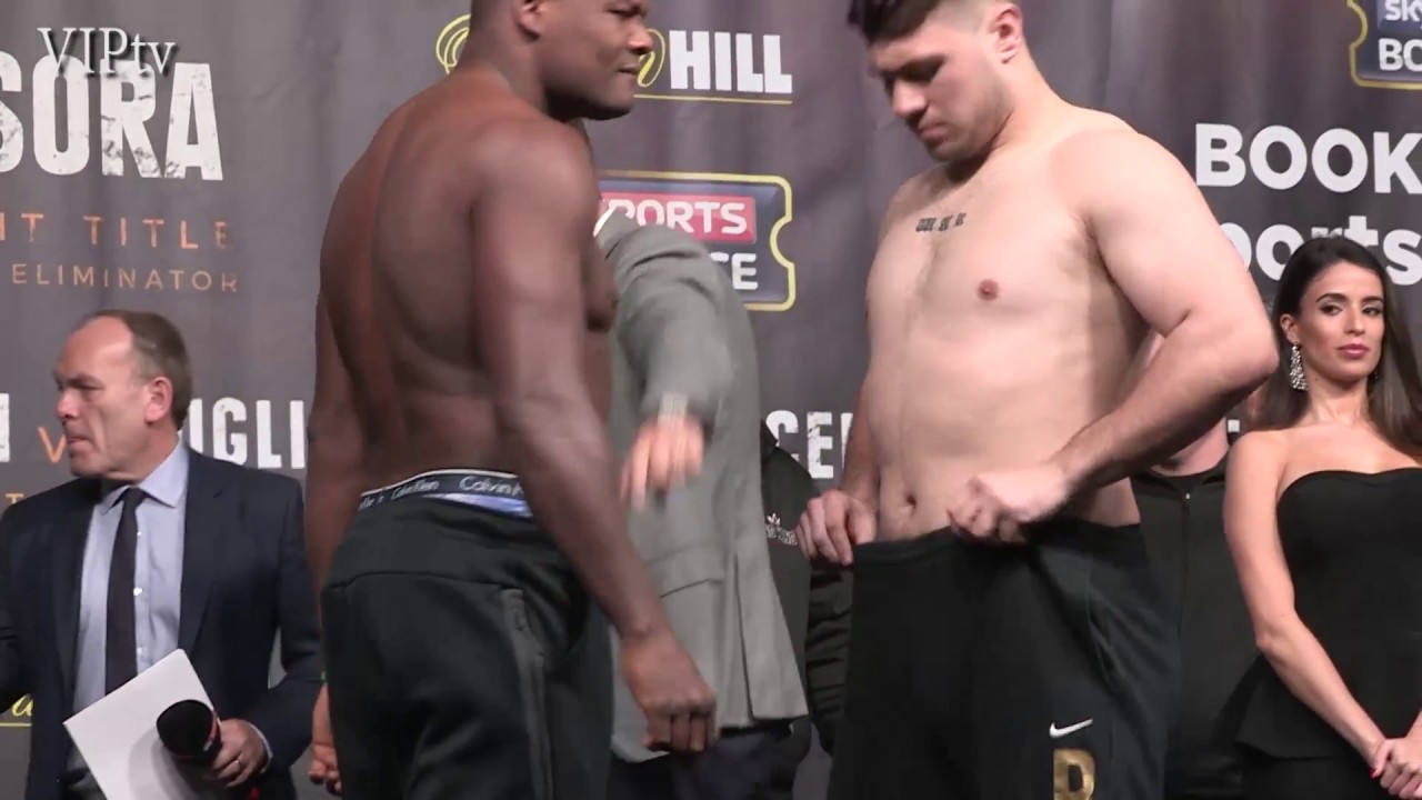 Weight-in Luis Ortis v David Allen at Victoria Warehouse background