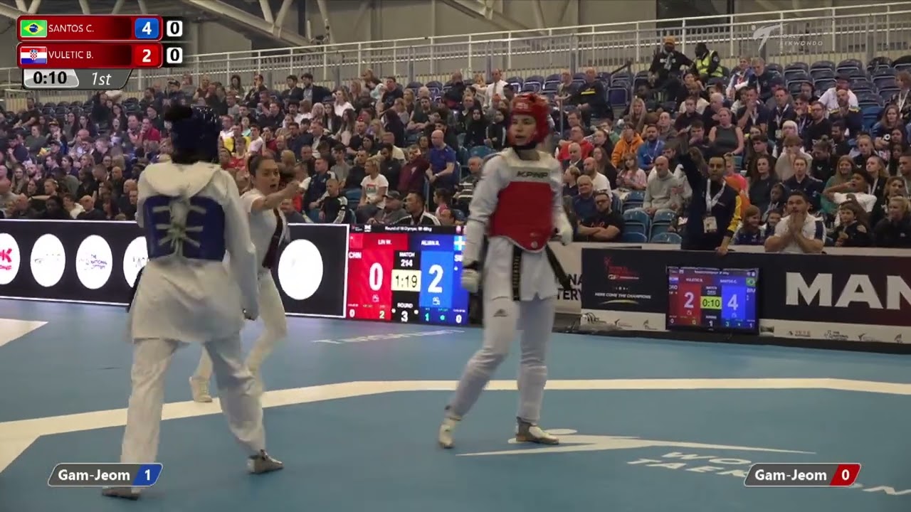 315 R-16 W-67kg 🔵 SANTOS Caroline BRA vs 🔴 VULETIC Bruna CRO I Manchester 2022 World Taekwondo GP