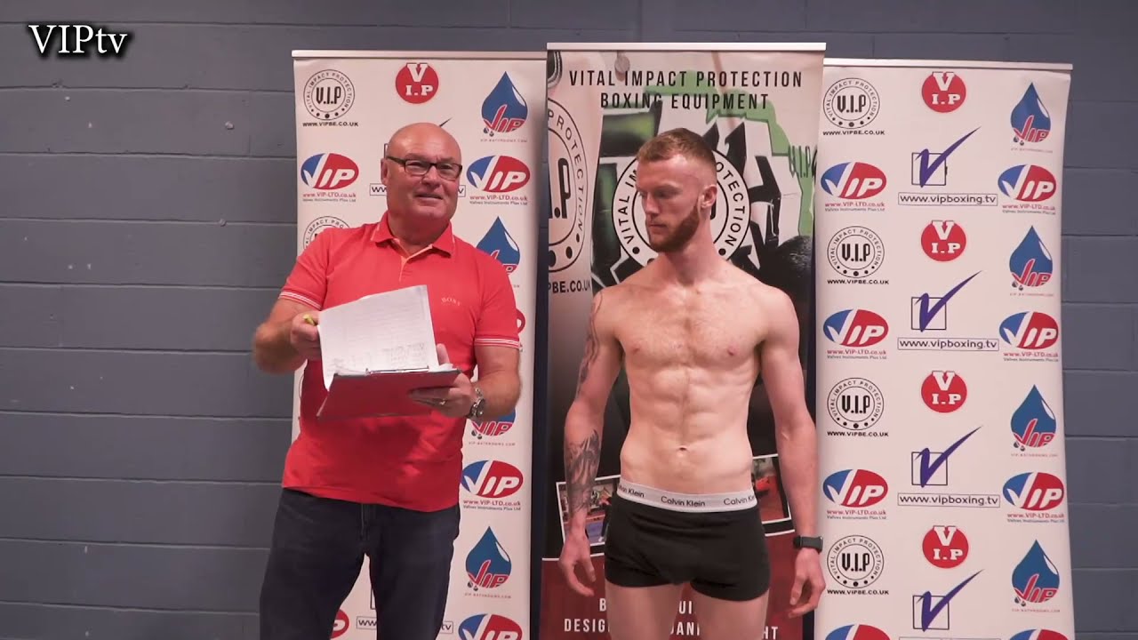 Liam Gaynor v Simas Volosinas weigh-in for Sunday's show Bolton, at The White's hotel