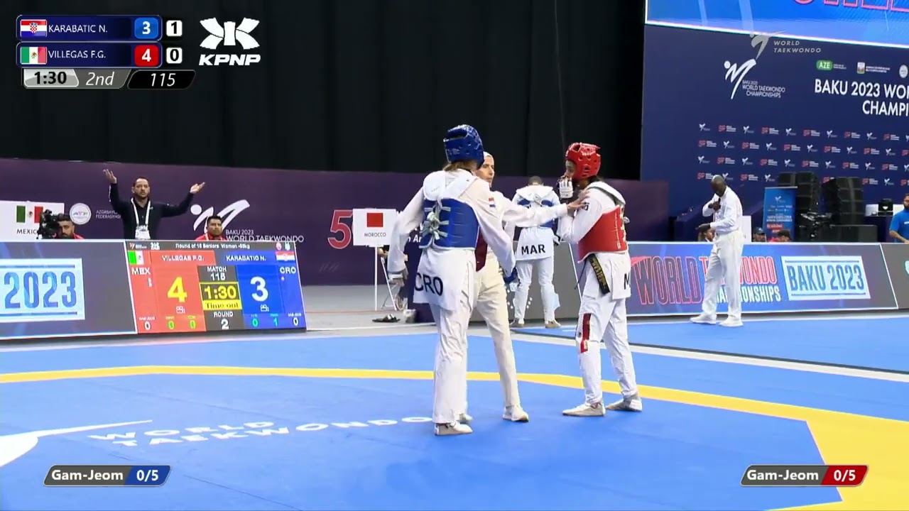 115 Round of 16 Women 53kg CRO KARABATIC Nika MEX VILLEGAS MACHORRO Fabiola guadalupe background