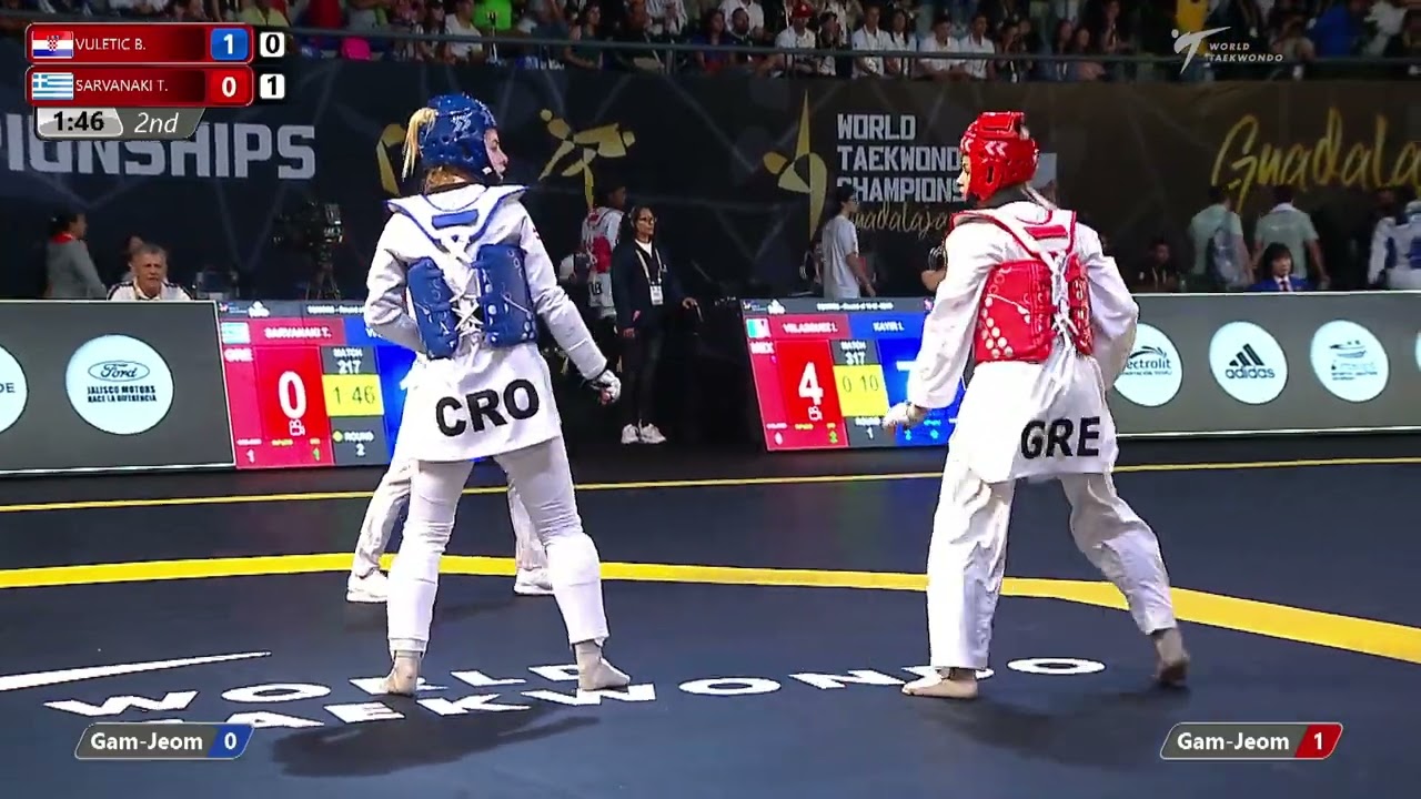 217 W-62kg R-16 VULETIC Bruna CRO 🔵 vs 🔴 SARVANAKI Theopoula GRE I Guadalajara 2022 WT Championships