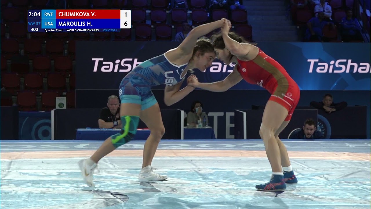 1/4 WW - 57 kg: V. CHUMIKOVA (RWF) v. H. MAROULIS (USA)
