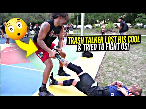 Trash Talker Dragged Us Across THE PAVEMENT & Tried To Start a FIGHT!! Ballislife Squad HEATED 5v5! background