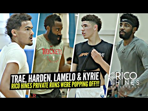 LaMelo Ball, Kyrie Irving, Trae Young & James Harden Go OFF At Rico Hines Private Runs!! background